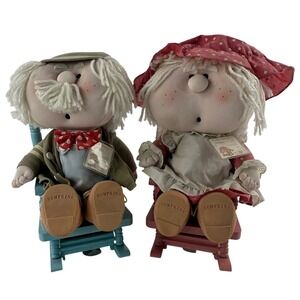 Bumpkins Rocking Chair Dolls Red Blue Granny Gramps Vintage 1984 Fabrizio